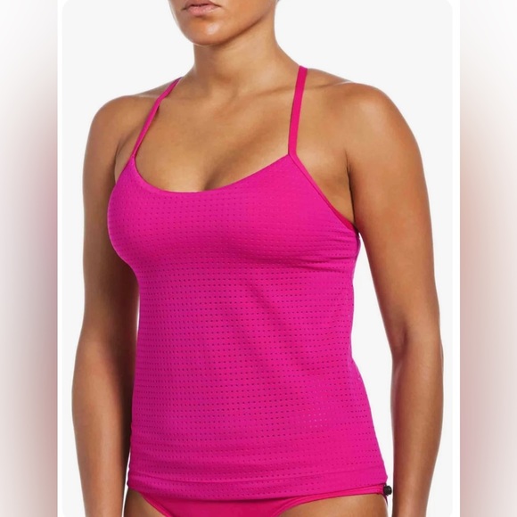 Nike Swim Women's Essential Layered Tankini Mesh Top Pink Size Small - Picture 14 of 14